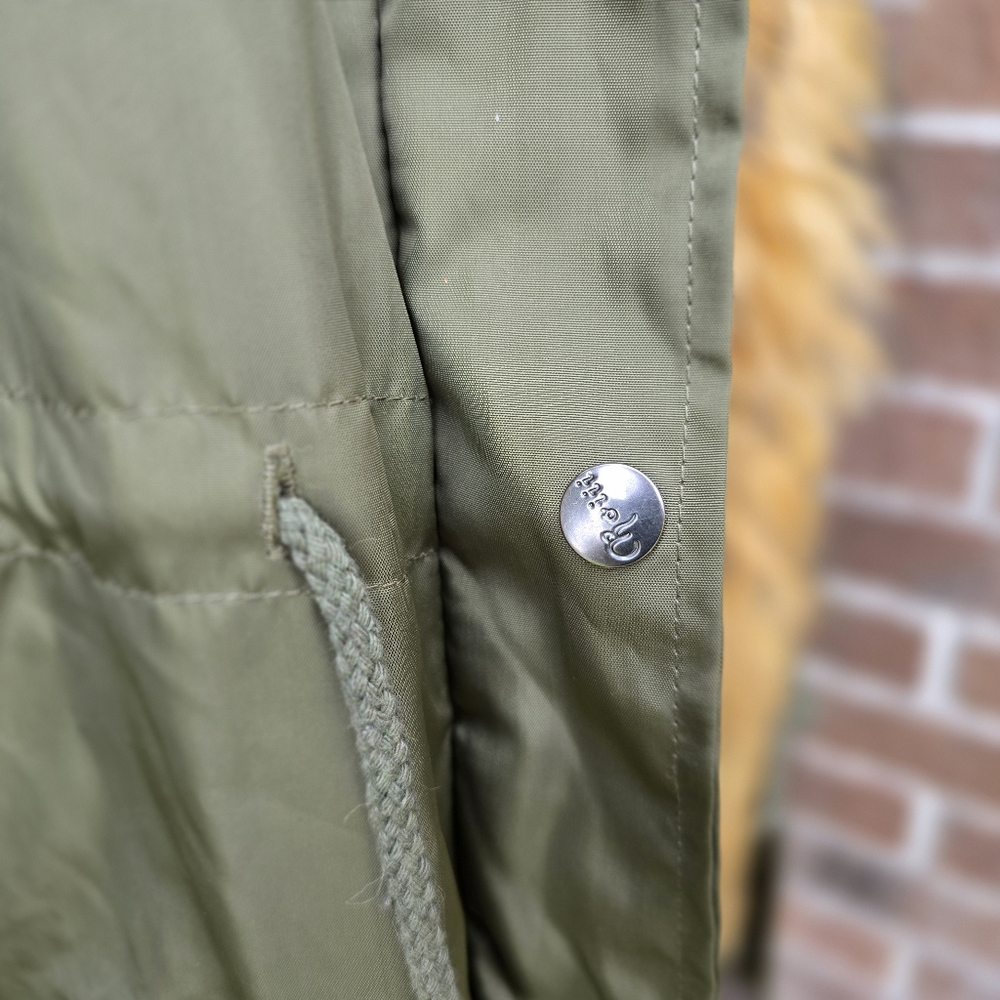 Olive Green Faux Fur Trim Parka Coat - Picture 11 of 15